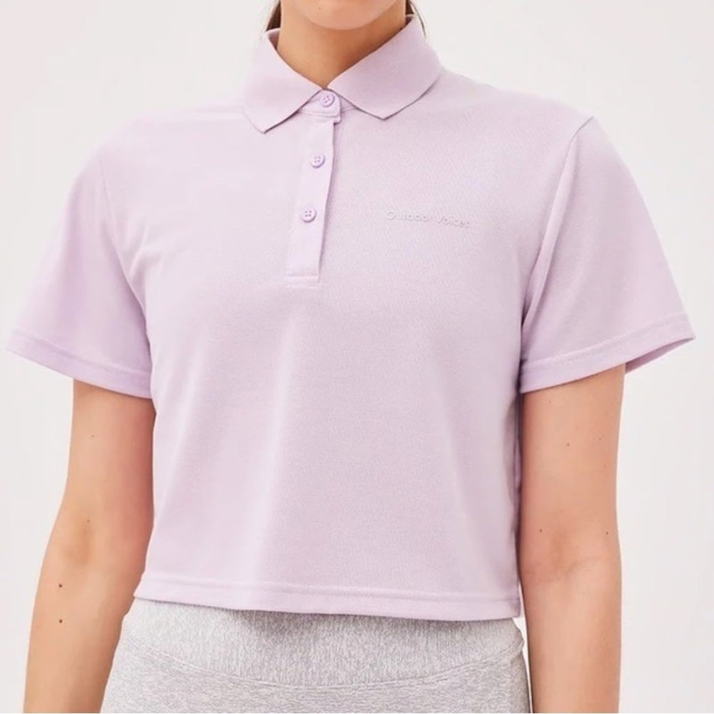 Outdoor Voices Birdie Cropped Polo Purple